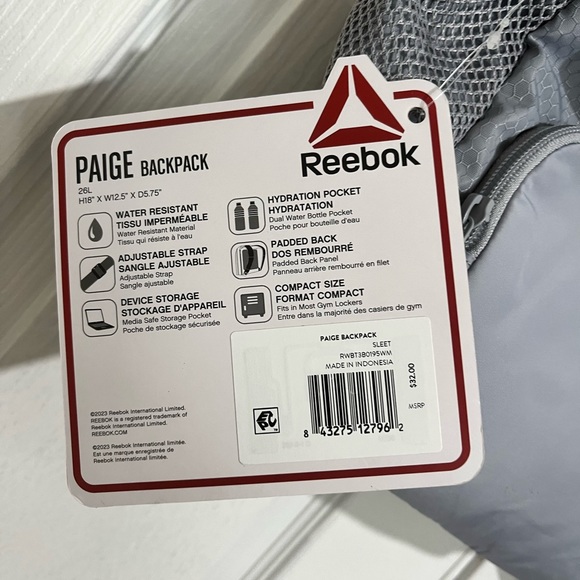 New Gray Reebok backpack - Picture 3 of 6